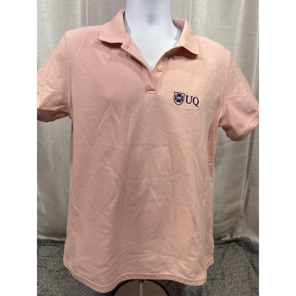 LL Bean Mens Pink UQ University of‎ Queensland Polo Shirt Relaxed Fit Large L